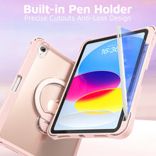 Load image into Gallery viewer, ProElite Shockproof Case for Apple iPad 10th/11th Gen A16 11 inch | 360° Multi-Angle Aluminum Stand (Portrait &amp; Landscape) with Pencil Holder &amp; Shoulder Strap, Light Pink
