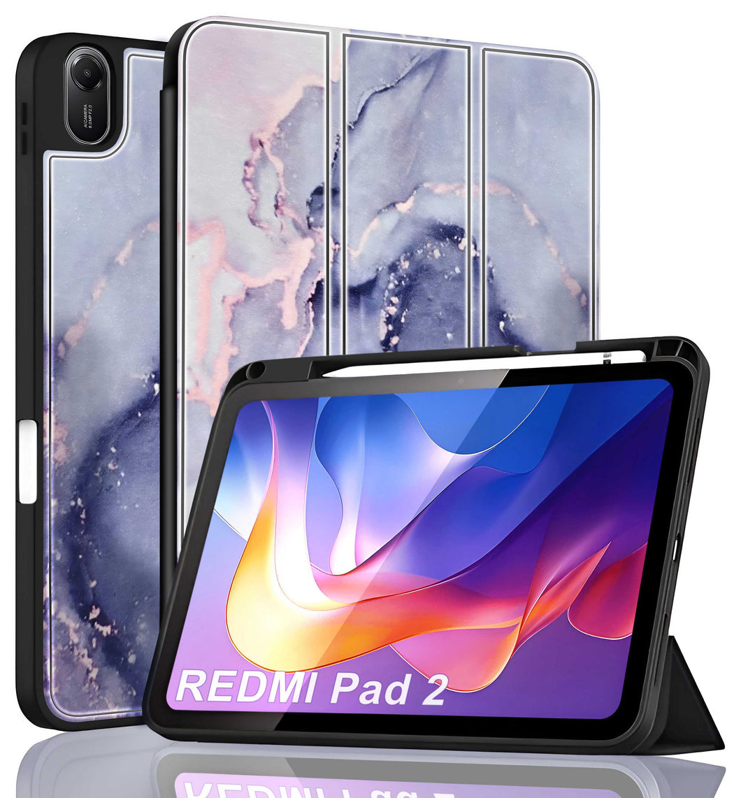 ProElite Cover for Xiaomi Redmi Pad 2 11 inch Case, Soft Flexible Flip Case Cover for Xiaomi Redmi Pad 2 11 inch with Pen Holder, Support Auto Sleep Wake, [Recoil Series] - Marble Purple