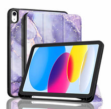 Load image into Gallery viewer, ProElite Smart Case for iPad (A16) 11th/10th Generation (2025/2022) [Auto Sleep/Wake Cover] [Left Side Pencil Holder] [Soft Flexible Case] Recoil Series - Marble Purple

