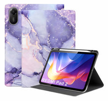 Load image into Gallery viewer, ProElite Book Cover Case for Xiaomi Redmi Pad 2 11 inch Cover, Smart flip case Book Cover for Xiaomi Redmi Pad 2 11 inch Tablet with Pen Holder [Support Auto Sleep Wake Feature], Marble Purple
