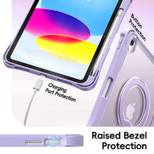 Load image into Gallery viewer, ProElite Shockproof Case for Apple iPad 10th/11th Gen A16 11 inch | 360° Multi-Angle Aluminum Stand (Portrait &amp; Landscape) with Pencil Holder &amp; Shoulder Strap, Purple
