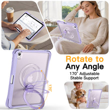 Load image into Gallery viewer, ProElite Shockproof Case for Apple iPad 10th/11th Gen A16 11 inch | 360° Multi-Angle Aluminum Stand (Portrait &amp; Landscape) with Pencil Holder &amp; Shoulder Strap, Purple
