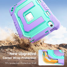 Load image into Gallery viewer, ProElite Rugged Back case for Apple iPad (A16) 11th/10th Gen Shockproof Protective Cover with Stand, Built-in Pencil Holder, Adjustable Shoulder Strap, Mint Purple
