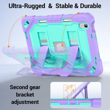 Load image into Gallery viewer, ProElite Rugged Back case for Apple iPad (A16) 11th/10th Gen Shockproof Protective Cover with Stand, Built-in Pencil Holder, Adjustable Shoulder Strap, Mint Purple
