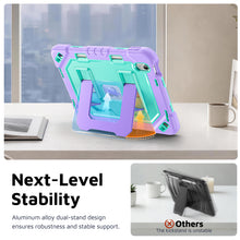 Load image into Gallery viewer, ProElite Rugged Back case for Apple iPad (A16) 11th/10th Gen Shockproof Protective Cover with Stand, Built-in Pencil Holder, Adjustable Shoulder Strap, Mint Purple

