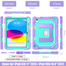 Load image into Gallery viewer, ProElite Rugged Back case for Apple iPad (A16) 11th/10th Gen Shockproof Protective Cover with Stand, Built-in Pencil Holder, Adjustable Shoulder Strap, Mint Purple
