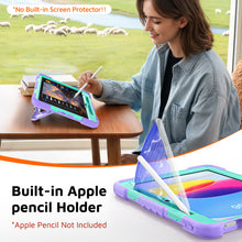 Load image into Gallery viewer, ProElite Rugged Back case for Apple iPad (A16) 11th/10th Gen Shockproof Protective Cover with Stand, Built-in Pencil Holder, Adjustable Shoulder Strap, Mint Purple
