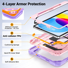 Load image into Gallery viewer, ProElite Rugged Back case for Apple iPad (A16) 11th/10th Gen Shockproof Protective Cover with Stand, Built-in Pencil Holder, Adjustable Shoulder Strap, Rose Purple
