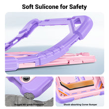 Load image into Gallery viewer, ProElite Rugged Back case for Apple iPad (A16) 11th/10th Gen Shockproof Protective Cover with Stand, Built-in Pencil Holder, Adjustable Shoulder Strap, Rose Purple

