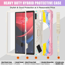 Load image into Gallery viewer, ProElite Cover for Lenovo idea Tab 11 inch 2025 Cover Case, Rugged 3 Layer Armor case Cover for Lenovo idea Tab 11 inch 2025 with Hand Grip &amp; Rotating Kickstand with Shoulder Strap, Rainbow Pink
