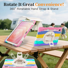 Load image into Gallery viewer, ProElite Cover for Samsung Galaxy Tab S11 11 inch Cover Case, Rugged 3 Layer Armor case Cover for Samsung Galaxy Tab S11 11 inch with Hand Grip &amp; Rotating Kickstand with Shoulder Strap, Rainbow Pink

