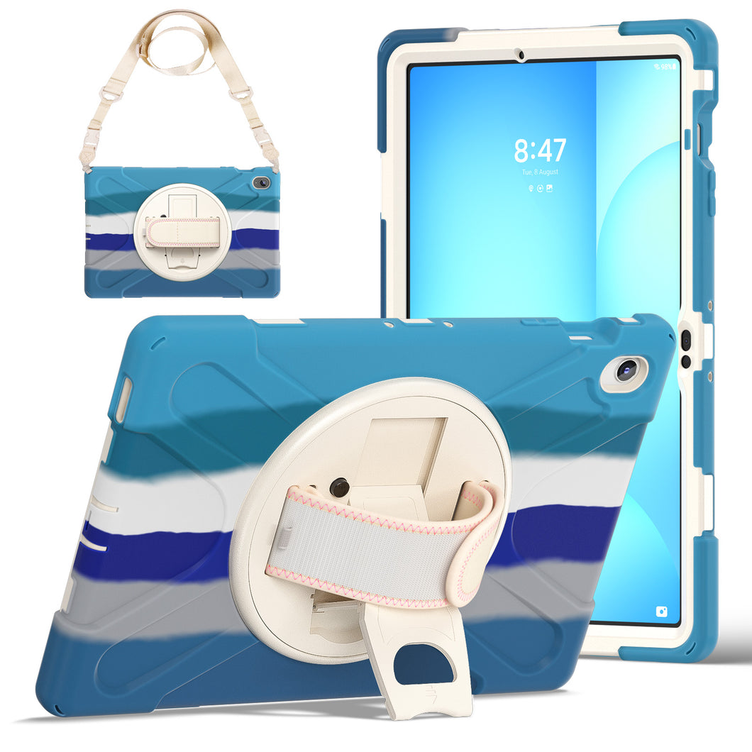 ProElite Cover for Samsung Galaxy Tab S10 FE Plus 13.1 inch, Rugged 3 Layer Armor case for Samsung Galaxy Tab S10 FE Plus 13.1 inch with Rotating Kickstand, Rainbow Blue