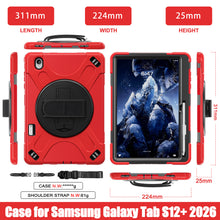Load image into Gallery viewer, ProElite Cover for Samsung Galaxy Tab S12 Plus 12.6 inch 2026 Case, Rugged 3 Layer Armor case Cover for Galaxy Tab S12 Plus 12.6 inch with Hand Grip &amp; Rotating Kickstand with Shoulder Strap, Red
