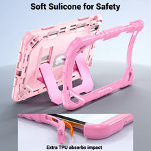 Load image into Gallery viewer, ProElite Rugged Back case for Apple iPad (A16) 11th/10th Gen Shockproof Protective Cover with Stand, Built-in Pencil Holder, Adjustable Shoulder Strap, Rose Gold
