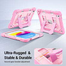 Load image into Gallery viewer, ProElite Rugged Back case for Apple iPad (A16) 11th/10th Gen Shockproof Protective Cover with Stand, Built-in Pencil Holder, Adjustable Shoulder Strap, Rose Gold
