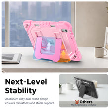 Load image into Gallery viewer, ProElite Rugged Back case for Apple iPad (A16) 11th/10th Gen Shockproof Protective Cover with Stand, Built-in Pencil Holder, Adjustable Shoulder Strap, Rose Gold
