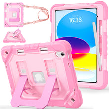 Load image into Gallery viewer, ProElite Rugged Back case for Apple iPad (A16) 11th/10th Gen Shockproof Protective Cover with Stand, Built-in Pencil Holder, Adjustable Shoulder Strap, Rose Gold
