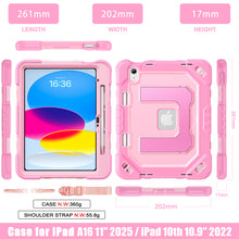 Load image into Gallery viewer, ProElite Rugged Back case for Apple iPad (A16) 11th/10th Gen Shockproof Protective Cover with Stand, Built-in Pencil Holder, Adjustable Shoulder Strap, Rose Gold
