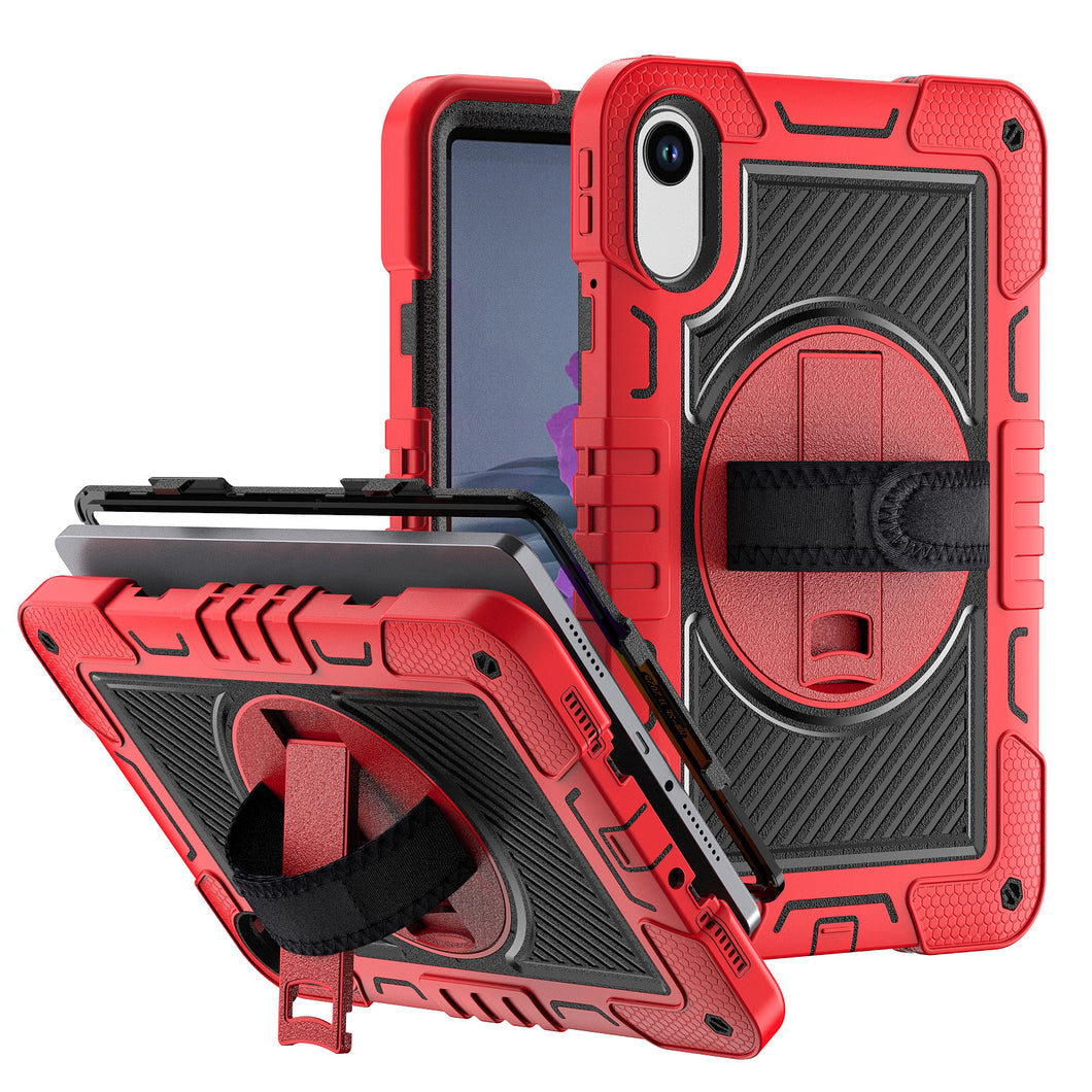 ProElite for Xiaomi Redmi Pad 2 11 inch Case, Rugged 3 Layer Armor case Cover for Xiaomi Redmi Pad 2 11 inch Case with Hand Grip and Rotating Kickstand with Shoulder Strap, Red