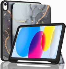 Load image into Gallery viewer, ProElite Smart Case for iPad (A16) 11th/10th Generation (2025/2022) [Auto Sleep/Wake Cover] [Left Side Pencil Holder] [Soft Flexible Case] Recoil Series - Marble Black
