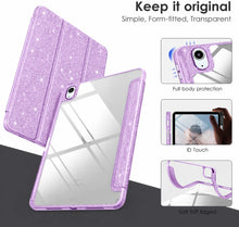 Load image into Gallery viewer, ProElite Case for iPad Air 11 Inch M4/M3/M2, iPad Air 10.9 inch 5th/4th Gen case Cover, Transparent Smart Flip Cover with Pencil Holder, Glittering Purple
