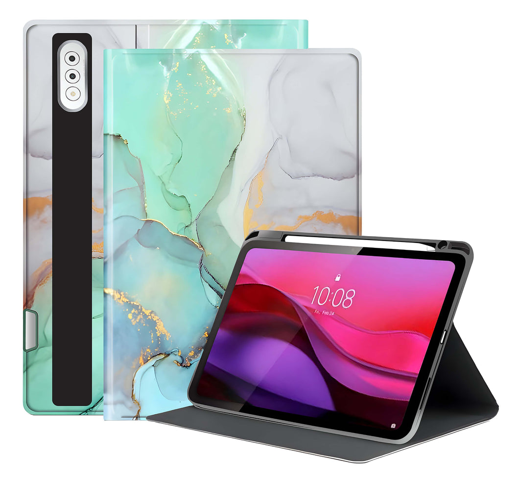 ProElite Book Case Cover for Lenovo Yoga Tab Plus 12.7 inch 2025,Smart flip case Book Cover for Lenovo Yoga Tab Plus 12.7 inch 2025 Tablet with Pen Holder, Marble Green