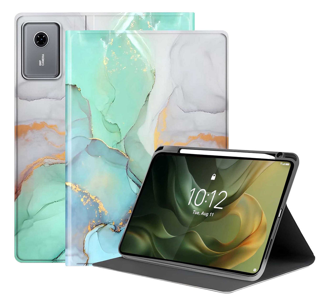 ProElite Book Cover Case for Motorola Pad 60 Neo 11 inch 2025, Smart flip case Book Cover for Motorola Pad 60 Neo 11 inch 2025 with Pen Holder, Marble Green