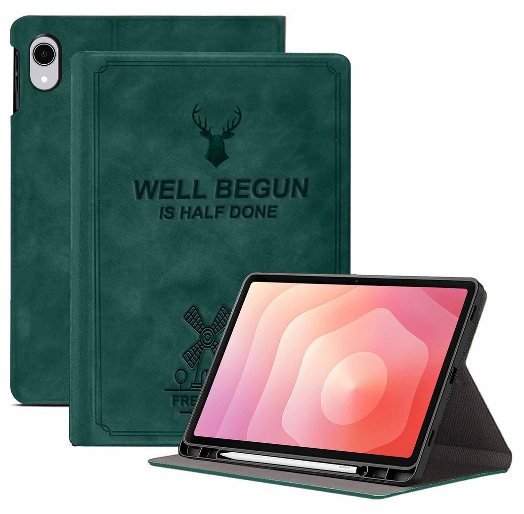 ProElite Case Cover for Samsung Galaxy Tab S11 11 inch Case, Deer Flip case Cover for Samsung Galaxy Tab S11 11 inch Case with Pen Holder [Auto Sleep Wake Feature], Dark Green