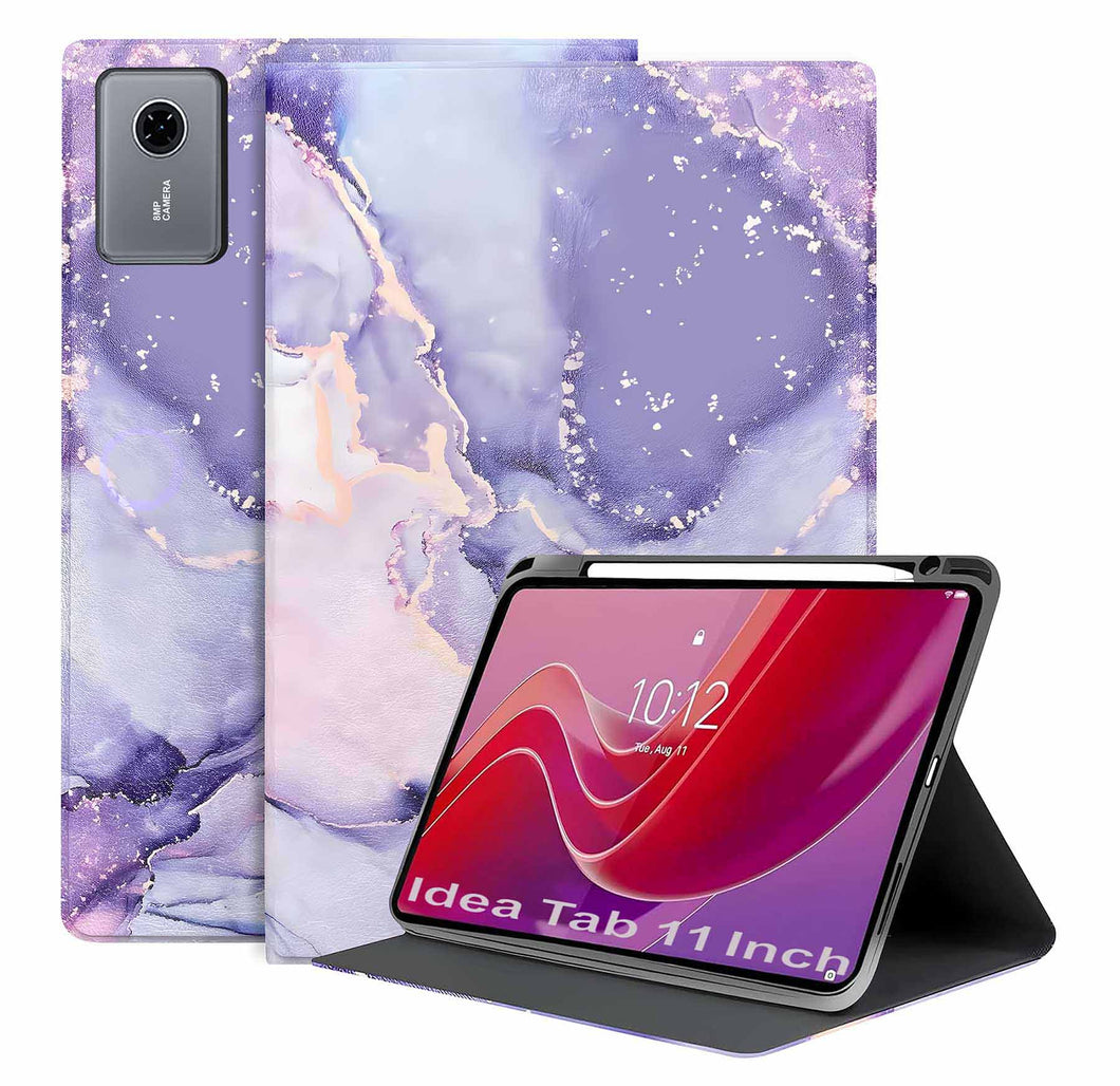 ProElite Book Case Cover for Lenovo idea Tab 11 inch 2025, Smart flip case Book Cover for Lenovo idea Tab 11 inch with Pen Holder, Marble Purple