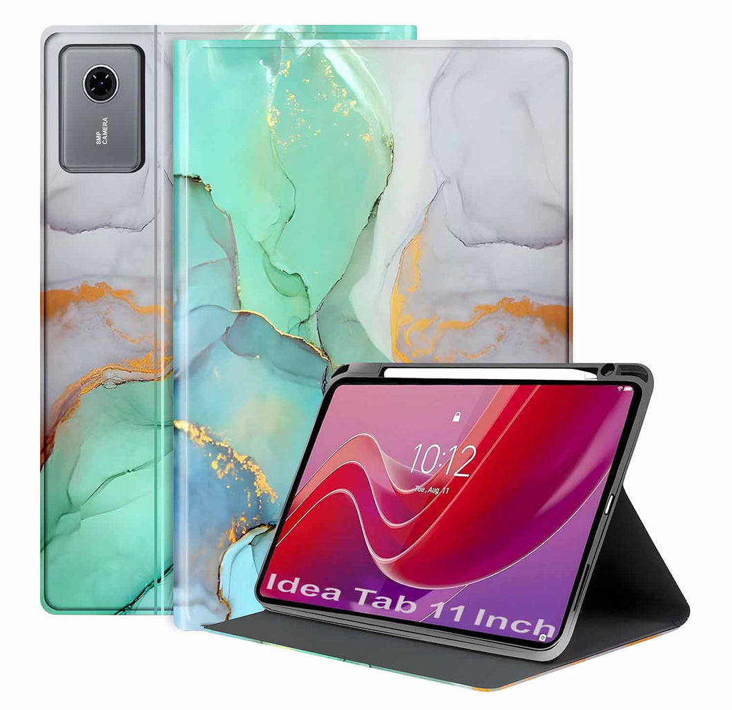 ProElite Book Case Cover for Lenovo idea Tab 11 inch 2025, Smart flip case Book Cover for Lenovo idea Tab 11 inch with Pen Holder, Marble Green