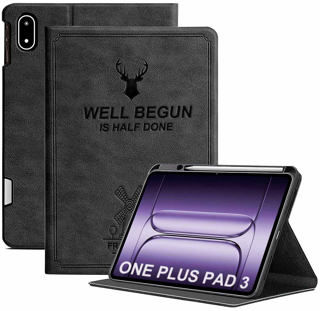 ProElite Case Cover for OnePlus Pad 3 13.2 inch 2025 Case, Deer Flip case Cover for OnePlus Pad 3 13.2 inch 2025 Case with Pen Holder, Black