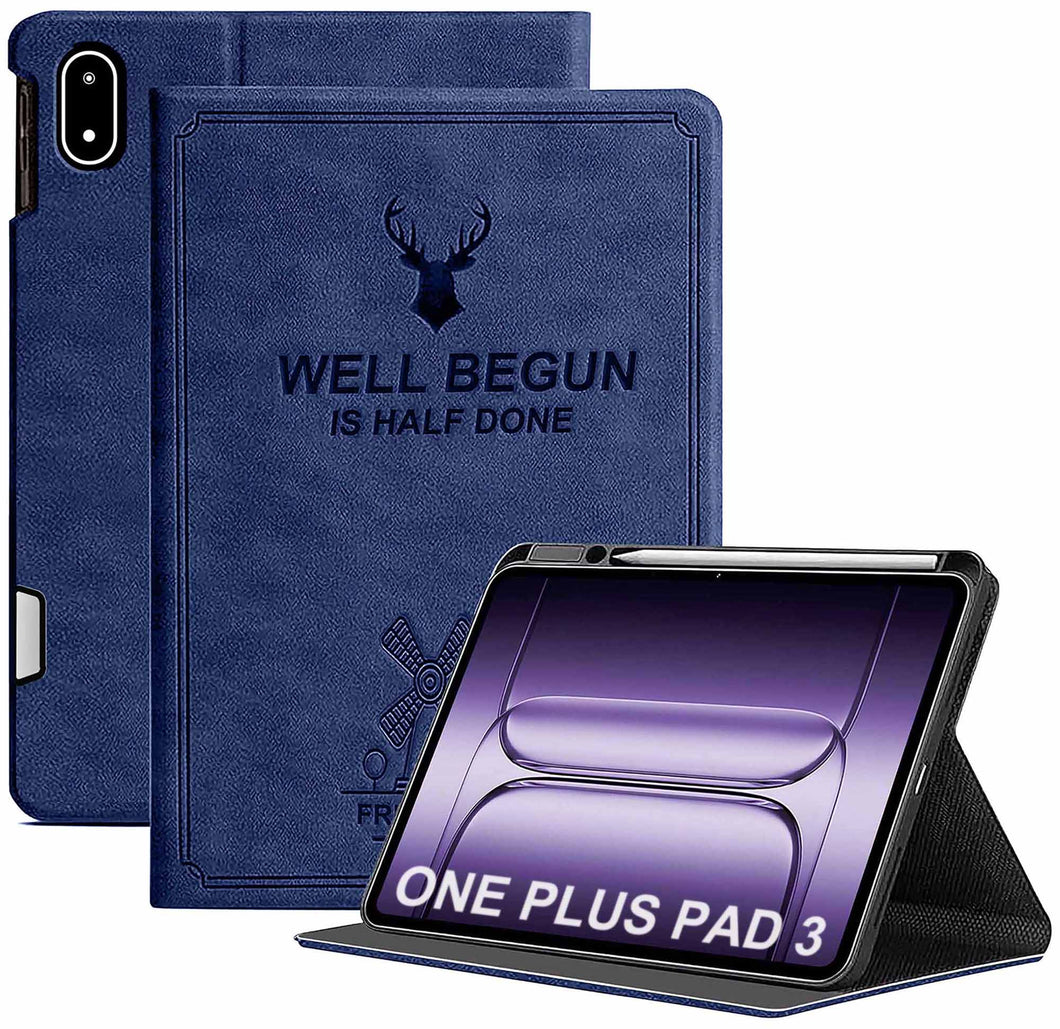 ProElite Case Cover for OnePlus Pad 3 13.2 inch 2025 Case, Deer Flip case Cover for OnePlus Pad 3 13.2 inch 2025 Case with Pen Holder, Dark Blue