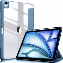 Load image into Gallery viewer, ProElite Hybrid Detachable Magnetic Case Cover for Apple iPad Air 10.9 inch 5th/4th Generation with Pencil Holder, Haze Blue [Transparent Back]
