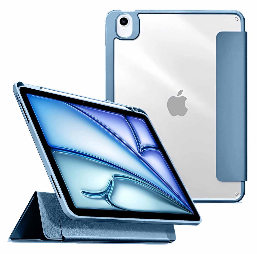 ProElite Hybrid Detachable Magnetic Case Cover for Apple iPad Air 10.9 inch 5th/4th Generation with Pencil Holder, Haze Blue [Transparent Back]