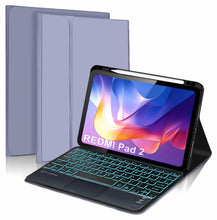 Load image into Gallery viewer, ProElite TouchPad Keyboard case for Xiaomi Redmi Pad 2 11 inch, Magnetic Detachable Wireless Bluetooth TouchPad Keyboard Built-in 7-Colors Backlit with Pen Holder, Lavender
