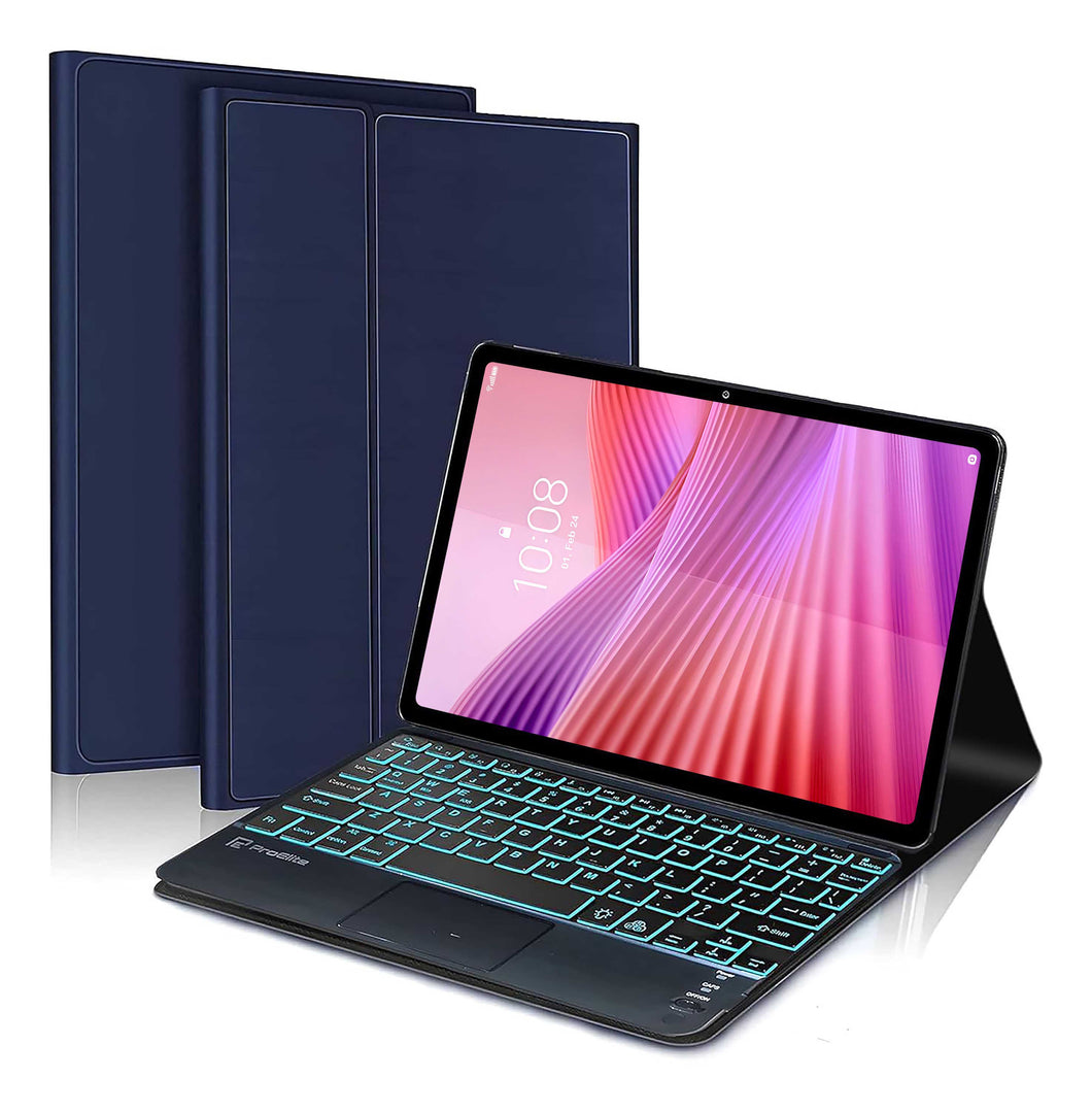 ProElite TouchPad Keyboard case for Lenovo Tab 10.1 inch 2025, Magnetic Detachable Wireless Bluetooth TouchPad Keyboard Lenovo Tab 10.1 inch 2025 Built-in 7-Colors Backlit, Dark Blue