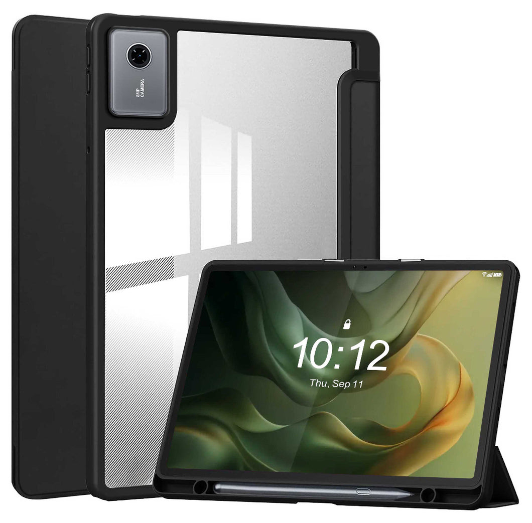 ProElite Cover for Motorola Pad 60 Neo 11 inch 2025 , Smart Flip Case Cover for Motorola Pad 60 Neo 11 inch 2025 with Pen holder, Black [Transparent back]