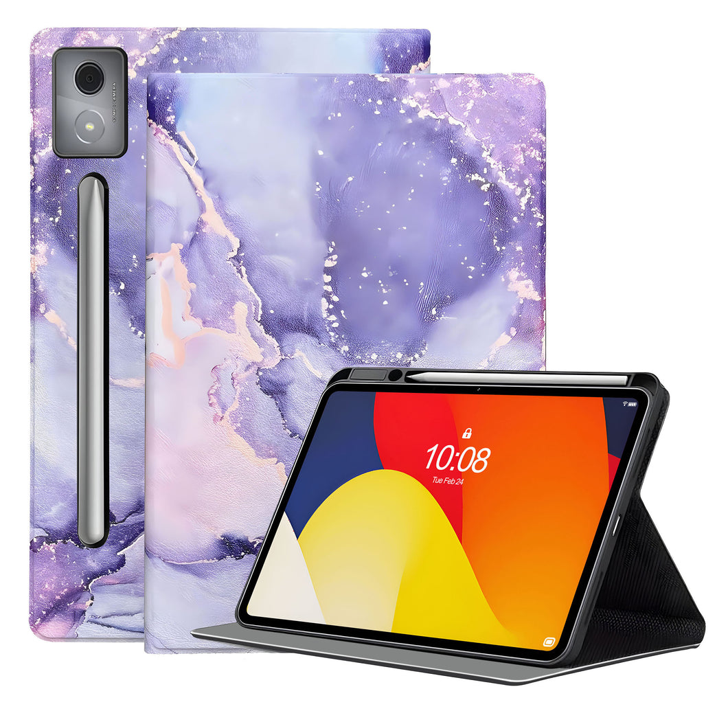 ProElite Book Cover Case for Moto Pad 60 Pro 12.7 inch 2025,Smart flip case Book Cover for Moto Pad 60 Pro 12.7 inch 2025 Tablet with Pen Holder, Marble Purple