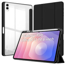 Load image into Gallery viewer, ProElite Cover for Samsung Galaxy Tab S11 Ultra 14.6 inch, Smart Flip Case Cover for Samsung Galaxy Tab S11 Ultra 14.6 inch with Pen Holder, Black [Transparent Back]
