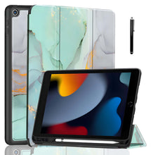 Load image into Gallery viewer, ProElite Smart Case for iPad 10.2 inch 2021 9th/8th/7th Gen [Auto Sleep/Wake Cover] [Pencil Holder] [Soft Flexible Case] Recoil Series - Marble Green with Stylus Pen
