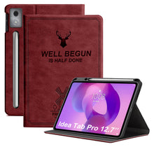 Load image into Gallery viewer, ProElite Cover for Lenovo Idea Tab Pro 12.7 inch 2025 Case Cover, Deer Smart Flip Case Cover for Lenovo Idea Tab Pro 12.7 inch Tablet with Holder, Wine Red
