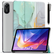 Load image into Gallery viewer, ProElite Case Cover for Xiaomi Redmi Pad 2 11 inch Cover, Smart Flip Case Cover for Xiaomi Redmi Pad 2 11 inch Translucent Back with Stylus Pen [Auto Sleep Wake Feature], Marble Green
