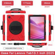 Load image into Gallery viewer, ProElite Cover for Lenovo Tab 10.1 inch 2025 Cover Case, Rugged 3 Layer Armor case Cover for Lenovo Tab 10.1 inch 2025 with Hand Grip &amp; Rotating Kickstand with Shoulder Strap, Red
