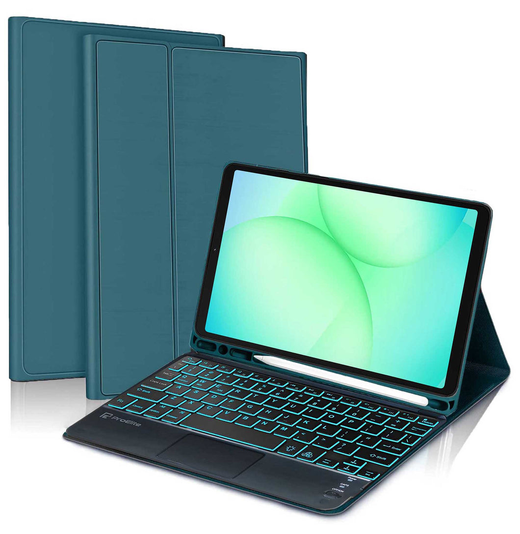ProElite TouchPad Keyboard case for Samsung Galaxy Tab A11 8.7 inch/A9 8.7 inch with S Pen Holder, Magnetic Detachable Wireless Bluetooth TouchPad Keyboard Built-in 7-Colors Backlit, Dark Green
