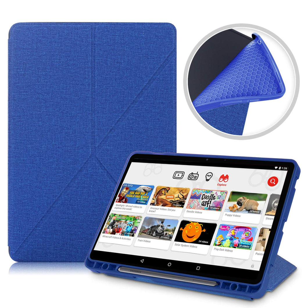 ProElite Smart Transformer Style Flip case Cover for Samsung Galaxy Tab S8 Plus/S7 Plus/S7 FE 12.4 inch  SM-T970/T975/T976/X800/X806 with S Pen Holder, Dark Blue