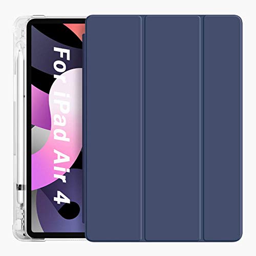 ProElite Smart Flip Case Cover for Apple iPad Air 4th/5th Gen 10.9 inch , Transparent Soft Back, Dark Blue