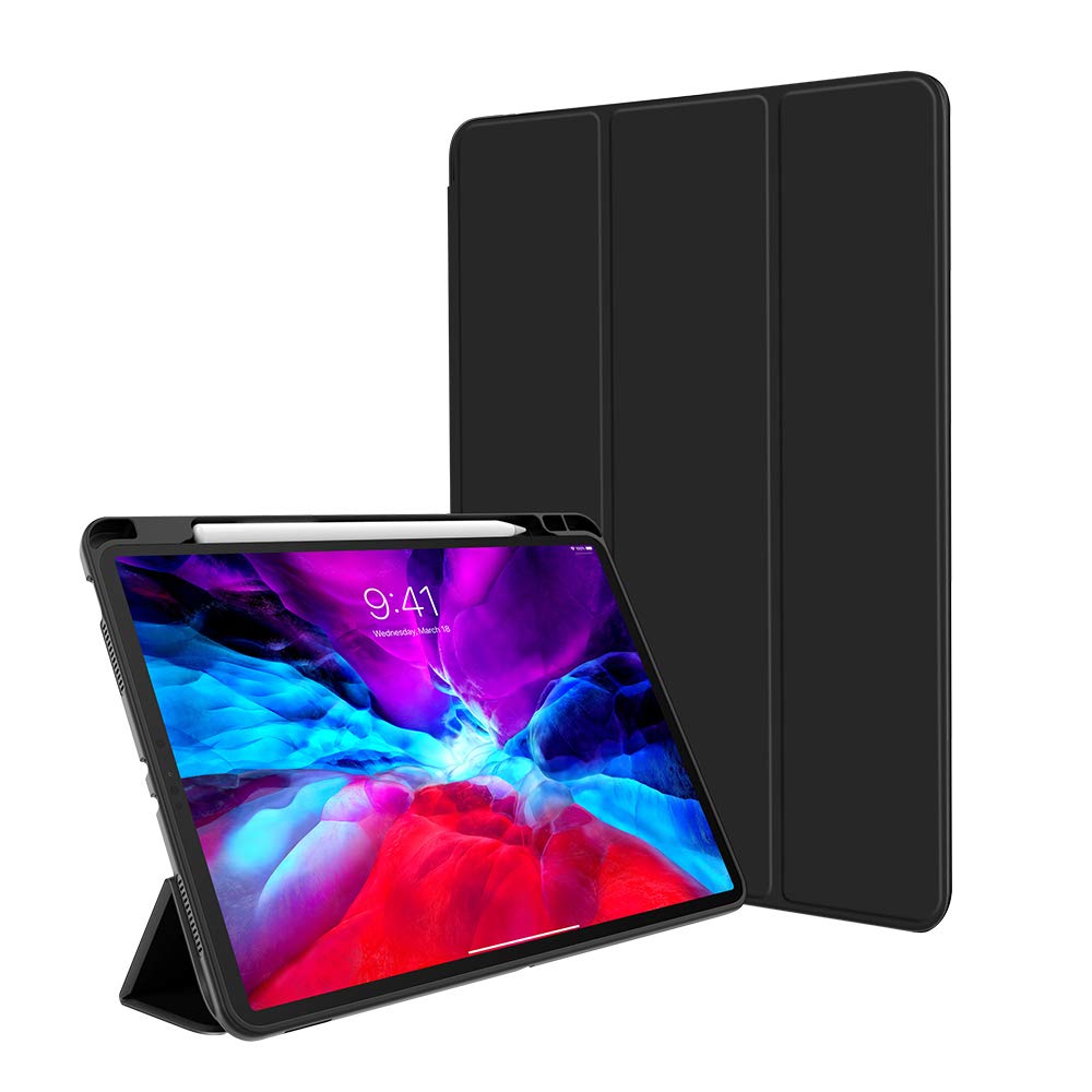 ProElite Smart Flip Case Cover for Apple iPad Air 4th/5th Gen 10.9 inch with Pencil Holder, Soft Flexible Back Cover, Black