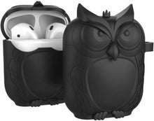 Load image into Gallery viewer, ProElite Owl Case Protective Cover Sleeve for Apple AirPods 2 &amp; 1 - Silicone Airpod Accessories with Keychain (Black)
