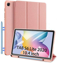 Load image into Gallery viewer, ProElite Smart Flip case Cover for Samsung Galaxy Tab S6 Lite 10.4 Inch SM-P610/P615 with S Pen Holder, Rose Gold
