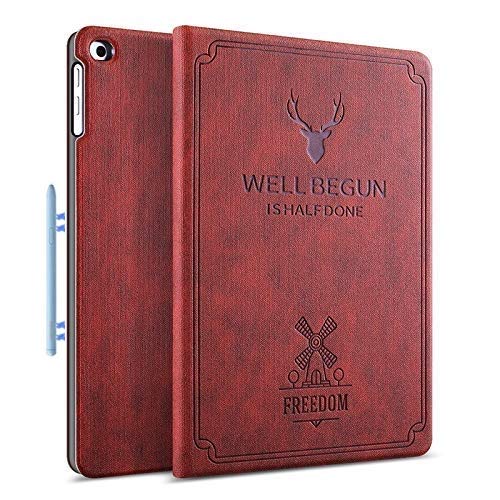 ProElite Deer Flip case Cover for Samsung Galaxy Tab S6 Lite 10.4 Inch SM-P610/P615 (Supports S Pen Magnetic Attachment), Wine Red
